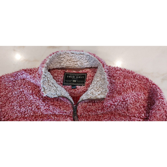 True Grit Frosty Tipped Fuchsia 1/4 Zip Fleece Pullover, Large - Picture 4 of 8